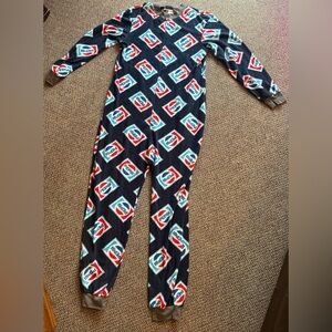 Pepsi Cola One Piece Pajamas Mens Medium Fleece Lounge Wear Cozy